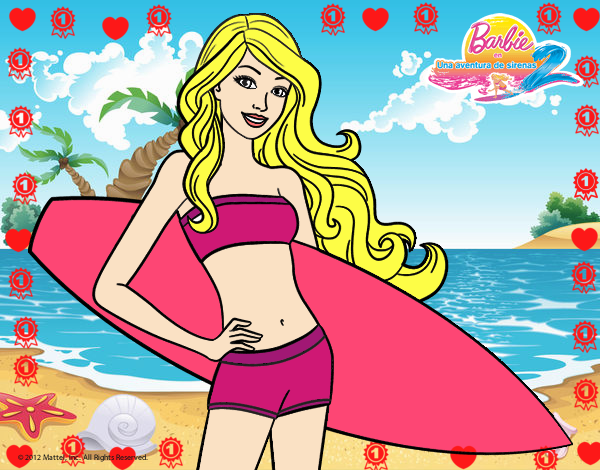 Barbie con tabla de surf