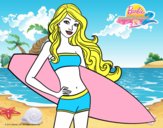 Barbie con tabla de surf