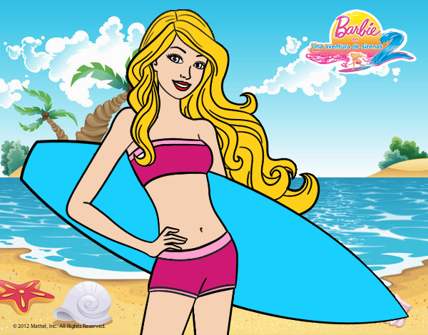 Barbie con tabla de surf