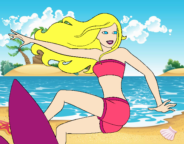 Barbie surfeando