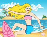 Barbie surfeando