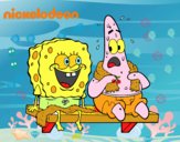 Bob Esponja y Patricio en bañador