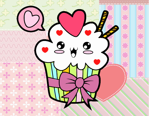 Cupcake kawaii con lazo