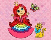 Princesa con gato y mariposa