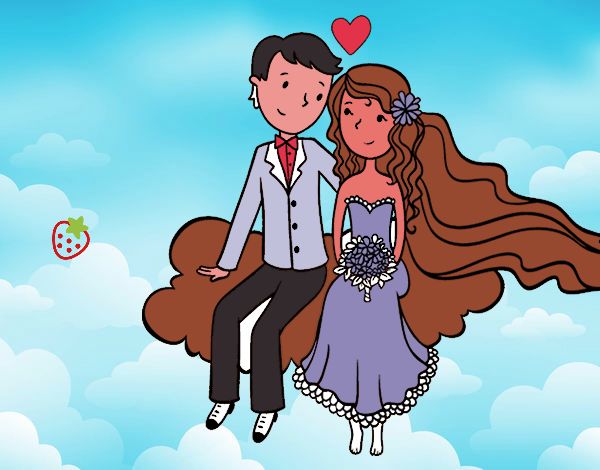 Recién casados en una nube