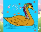 Cisne con flores