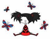 Niña con mariposas