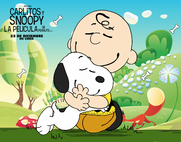 Snoopy y Carlitos abrazados