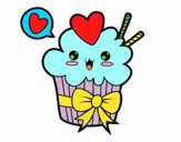 Cupcake kawaii con lazo