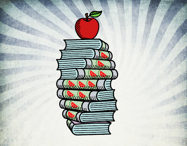 Libros y manzana