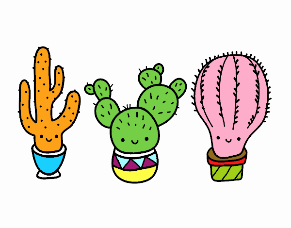 Dibujo 3 mini cactus pintado por 001salmi