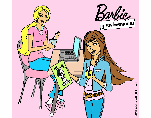 Barbie y su hermana merendando