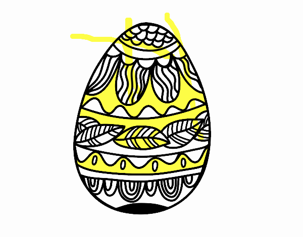 Dibujo Huevo de Pascua estampado vegetal pintado por 001salmi