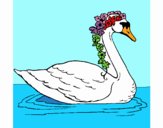 Cisne con flores