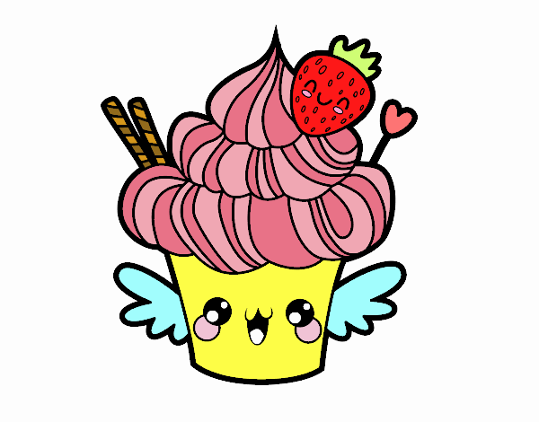 Dibujo Cupcake kawaii con fresa pintado por 001salmi