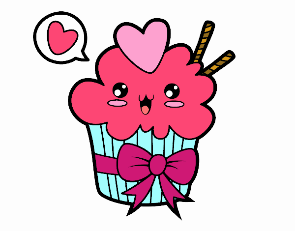 Cupcake kawaii con lazo