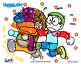 Doraemon y Nobita corriendo