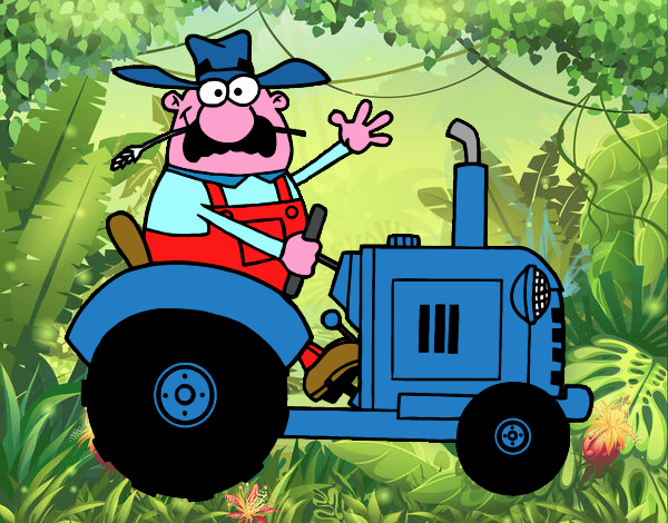 Granjero en su tractor