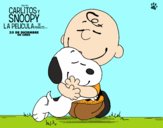 Snoopy y Carlitos abrazados