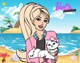 Dibujo Barbie con su linda gatita pintado por rojaskati