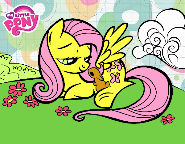 Fluttershy con un conejito