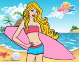 Barbie con tabla de surf