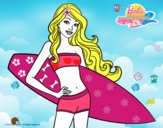 Barbie con tabla de surf