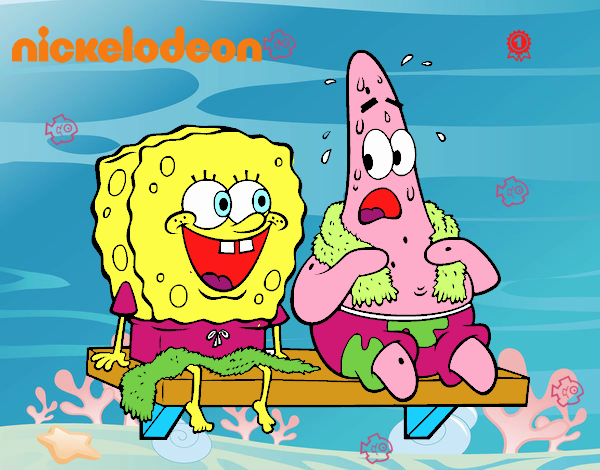 Bob Esponja y Patricio en bañador