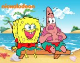 Bob Esponja y Patricio en bañador