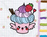 Cupcake kawaii con fresa