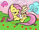 Fluttershy con un conejito