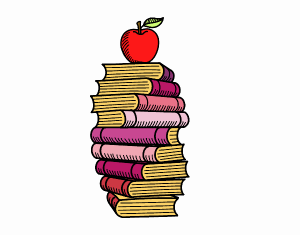 Libros y manzana