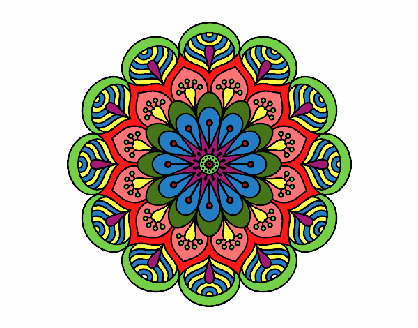 Dibujo Mandala flor y hojas pintado por esbetyzz