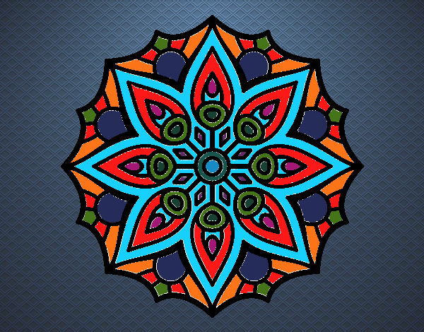 Dibujo Mandala simetría sencilla pintado por jarco