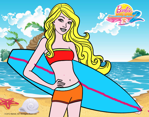 Barbie con tabla de surf