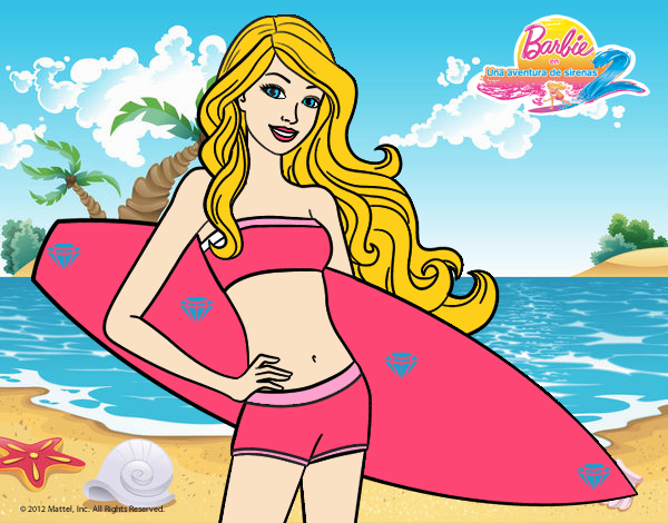 Barbie con tabla de surf