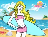 Barbie con tabla de surf