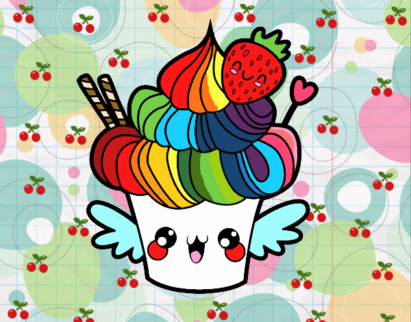 Cupcake kawaii con fresa