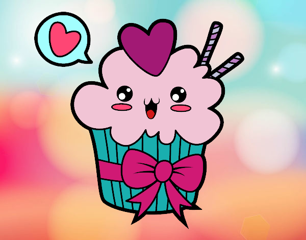 Cupcake kawaii con lazo