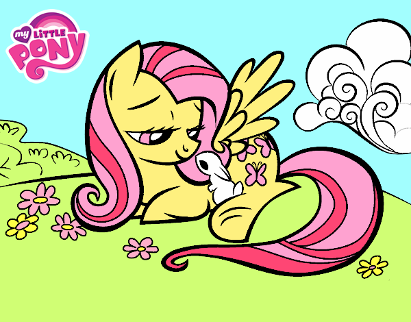 Fluttershy con un conejito