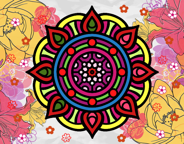 Dibujo Mandala puntos de fuego pintado por sofiydam