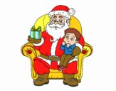 Papá Noel y niño en Navidad