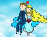 Recién casados en una nube