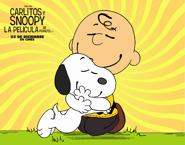 Snoopy y Carlitos abrazados