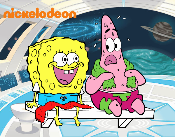 Bob Esponja y Patricio en bañador