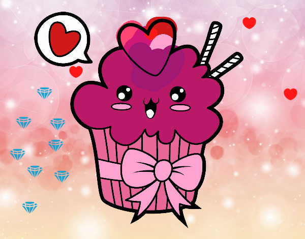 Cupcake kawaii con lazo