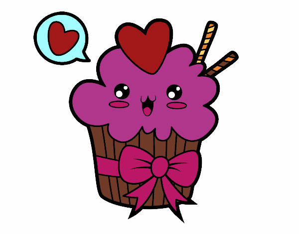 Cupcake kawaii con lazo