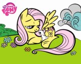 Fluttershy con un conejito