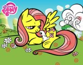 Fluttershy con un conejito