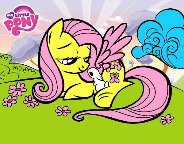 Fluttershy con un conejito